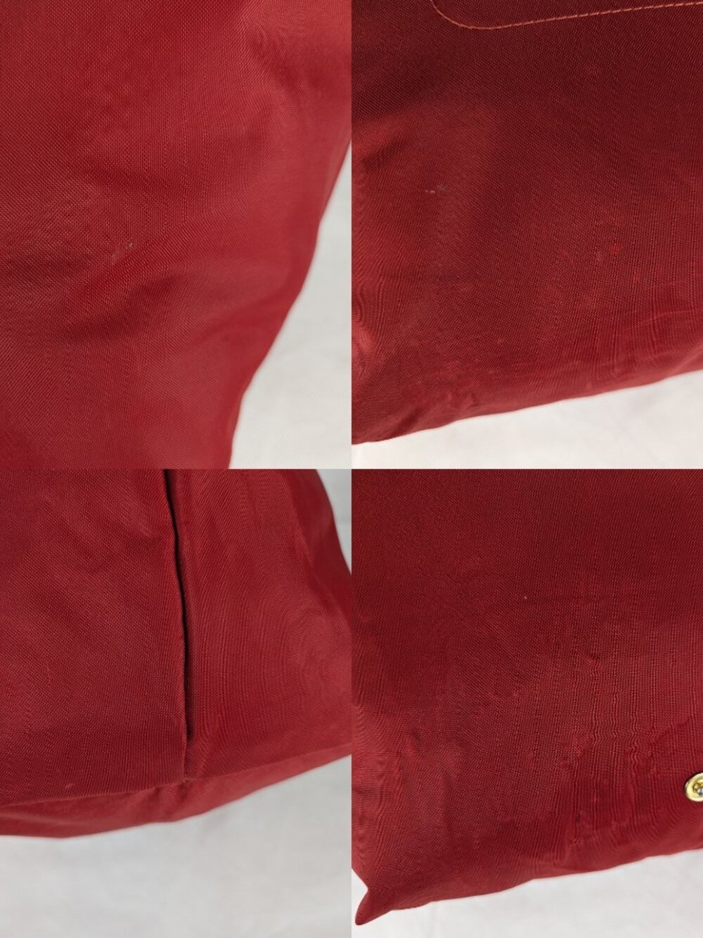 Pre-Owned Longchamp Le Pliage Authentic Nylon Leather Tote Bag Red Made in China - Picture 11 of 15